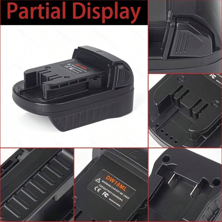 适用于 DeWalt 18V/20V 至 Milwaukee 电池适配器的电池转换器 DW18ML（仅适配器）。 - 黑色 - 查看 1