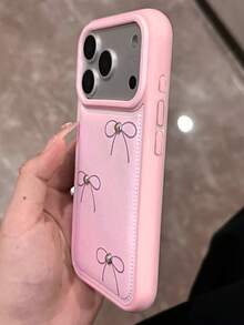Cute Simple Pink 3D Bow Puff Soft Phone Case Compatible With IPhone 17 Pro Max 17 Pro 17 16 Pro Max 16 Pro 16 15 Pro Max 15 Pro 15 14 Pro Max 14 Pro 14 13 Pro Max 13 Pro 13 12 Pro Max 12 Pro 12 11 Lovely Lychee Pattern Soft Protective Back Cover For Girl Gift - Pink Bow - View 6
