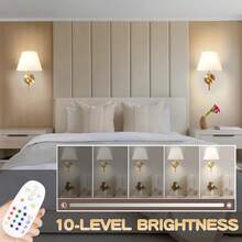 Cordless & Rechargeable Battery Powered Wall Lamp, 12RGB Wireless Charging Wall Light With Remote Control, Dimmable Wireless Wall Light, Magnetic Night Light Bulb For Bedroom, Living Room