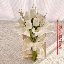 Artificial Bridal Bouquet, Real Touch Calla Lily Bride Bouquets Wedding Flowers Bouquets For Bride Bridesmaid Wedding Ceremony, Marriage White Flowers Arrangements, Wedding Supplies - Multicolor - View 7