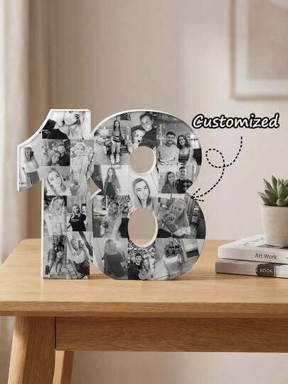 Customized Birthday Age & Photo Collage, Birthday Gift, Photo Gift, Photo Letter, Hot Selling Mother's Day & Father's Day Couples Gift, Perfect Gift For Best Friends, Pattern Printing, Multifunctional, Decorative, Reusable ,For Family