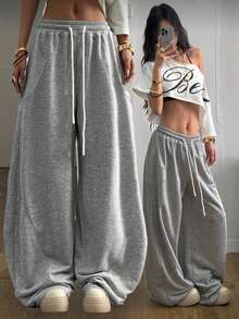 1 Stück Damen Lässige Lose Vorne Gebundene Sporthose, Geeignet für Sommer, Alltag, Abschlussfeier, Schulanfang, Lehrerin