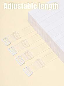 3pcs Set Transparent Shoulder Straps With Pearl & Rhinestone Decor, Adjustable Hooks, Sexy Seamless Bra Straps, Versatile Design - Multicolor - View 7