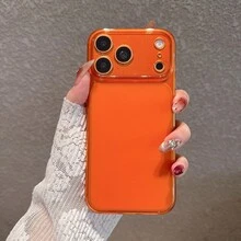 Funda transparente naranja mate compatible con iPhone 17 Pro Max/17 Pro/17/16/16 Pro Max/16 Plus/16 Pro/16E/15/15 Pro Max/15 Pro/15 Plus/11/12/13/14 Pro Max/13 Pro/13 Pro Max/14 Pro/14 Pro Max, cobertura completa, protección suave anti-caídas - Naranja - Translúcido Esmerilado - Ver 8
