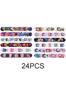 12/24件套卡通人物、K-POP、爸爸圈、呆萌造型时尚纽扣手链，适合生日派对、毕业派对、节日派对装饰、小礼物、收藏玩具、手工套装 - 彩色 - 查看 11