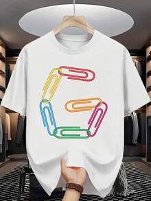 Summer Men Fashion Pattern Short Sleeve T-Shirt With Letter Print - trắng - Xem 8