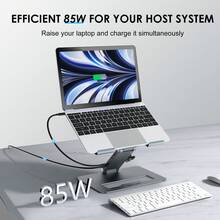 USB C Hub Laptop Stand 2-In-1,9 Ports (Dual 4K HDMI,85W PD,Gigabit Ethernet,SD/TF,USB 3.0),Wavlink Ergonomic Adjustable Aluminum,Cooling Desktop Dock For 10-17" Windows Laptops,Home Office Setup - Silver - View 3