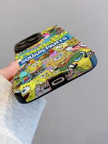 1pc Fashionable Creative SpongeBob Flower & Letter Striped Protective Phone Case, Compatible With Samsung/Apple 17/16/15/14/13/12/11 Pro Max/12 Pro/14 Plus And Other Models - Multicolor - View 6