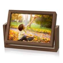Mixoo 4x6 Picture Frame Rotating Photo Frame, Wooden Picture Frames 4x6 Horizontal Double Sided Rustic Floating Frame For Tabletop Office Wedding - Dark Brown - View 1