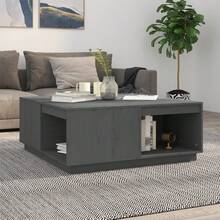 vidaXL Table basse Gris 100x101x40,5 cm Bois massif de pin - Gris - Voir 2