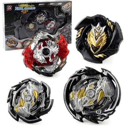 Burst Gyros, 4 en 1 Juguete de peonza de Batalla,con Lanzador, Juguetes de los Niños, Regalo De Cumpleaños (Negro Rojo),37785114