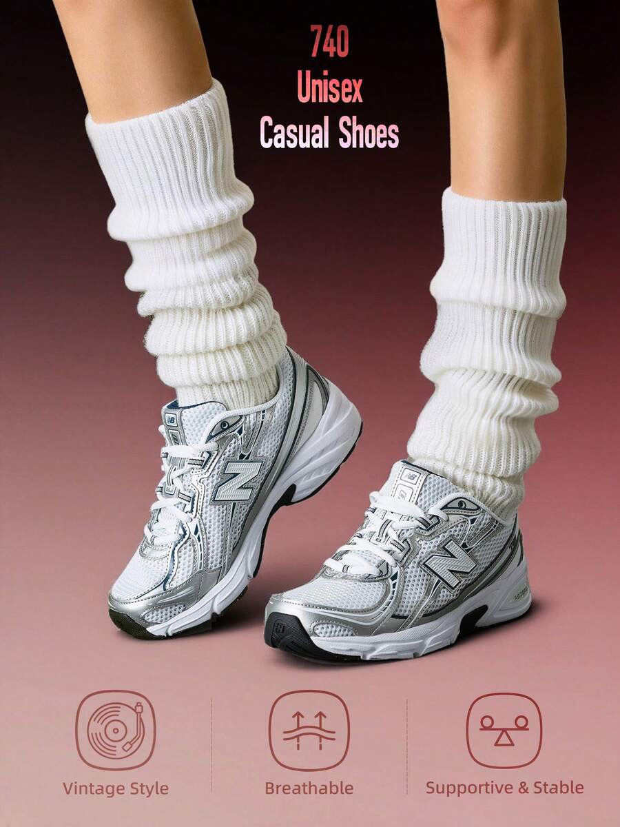 New Balance 男女通用休闲复古运动鞋 - 轻便舒适软底运动健步鞋 U740WN2-D - 白色/銀色 - 查看 1