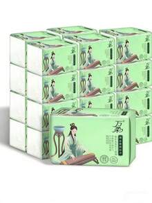 520张/包，1/8层柔软加厚面巾纸，男女通用洁面湿巾，干湿两用，适用于家居清洁、卸妆、桌面、厨房、旅行、节日礼品 - 有花紋 - 查看 5