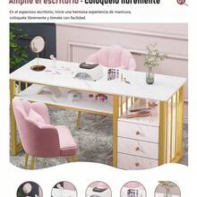 Mesa De Manicura Minimalista Estética 3 Cajones Y Aspiradora - Blanco - Ver 7