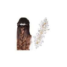 Silver Rhinestone Hair Clip Sparkly Crystal Wedding Bridal Barrettes Gold Prom Engagement Dressy Decorative Accessories For Bride Women Thick Long Hair - 金子 - 查看 1