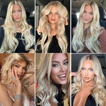 13x4 Lace Front Human Hair Wig, Vanilla Cream Ombre Wavy, Salon-Grade Dye, 100% Human Hair, 180% Density, 20"/24", Lightweight Breathable Transparent Lace Front Wig, Suitable For Caucasian Women - Multicolor - View 7