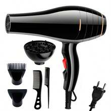 Professional Hair Dryer With Diffuser - Powerful & Fast Hair Dryer, AC Motor Heating, Cold & Hot Air Constant Temperature, Gentle On Hair, Comes With Diffuser And Concentrator Nozzle - Black - View 12