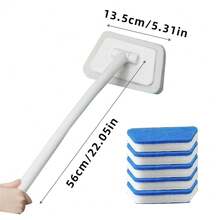 Un versátil kit de cepillos de limpieza para el baño con cinco cabezales de cepillo extraíbles, un mango extendido y herramientas esenciales para la limpieza del hogar, diseñado para fregar azulejos, pisos y bañeras - Blanco - Ver 7