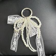 -Worthy, Niche Pearl Lace Bow Pendant For Bags, Cars, And Keychains. - 白色 - 查看 4