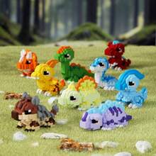 恐龙卡通积木摆件，儿童益智玩具，男孩女孩皆宜 - 彩色 - 查看 1