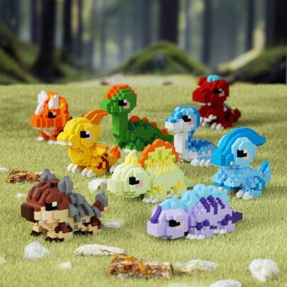 恐龙卡通积木摆件，儿童益智玩具，男孩女孩皆宜