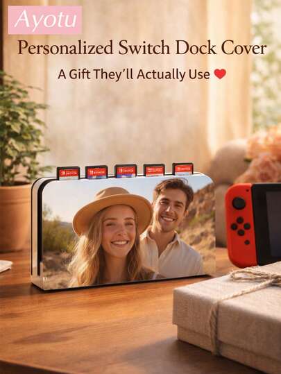 Ayotu Custom Switch Dock Case & Game Card Holder - Compatible With Nintendo Switch NS/OLED/Switch 2 (2025), Holds 5 Game Cards, Scratch & Dust Resistant, Customizable With Family/Pet/Couple/Idol/Anime Photos, Gaming Console Display Accessory, Perfect Holiday Gift For Gamers, Friends & Family