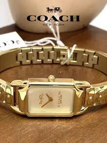 Coach Cadie Gold Steel Strap Silver White Dial Women's Watch - Gold - View 7