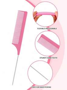 4-Piece Unisex Boar Bristle Hairbrush And Beard Brush Set, Smoothing Hairbrush, Smoothing Hairbrush Set, Beard Brush, Dense Bristle Hairbrush, Suitable For Long And Thick Curly, Wavy And Dry Hair Gifts For Her / Gifts For Him/Romantic Gift/Love Gift/Couple Gift/Valentine Present/Valentine - Multicolor - View 5