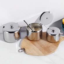 不锈钢带盖勺子糖罐/调味罐/餐具调料罐 - 彩色 - 查看 7