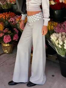 Women's Lounge Pants Dot Print Elastic Waist Loose Comfy Casual Pants Pajama Pants Sleep Trousers - 灰色 - 查看 3