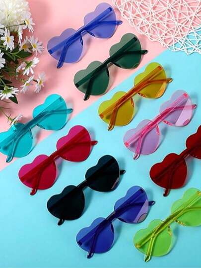 2pcs Candy-Colored Heart-Shaped Glasses Show A Small Face, Protect Against Ultraviolet Rays And Are Versatile, Suitable For Valentine's Day Dating/Online Celebrity Punching/Wedding/Bachelor Party.