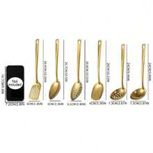 6-Piece Stainless Steel Gold-Plated Kitchen Utensil Set, Korean-Style Design, Multi-Functional For Cooking, Serving And Draining, Perfect Gift For Family Gatherings And Christmas. - 6 Gold - View 9