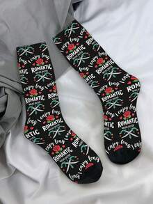 1 Pair I Enjoy Long Romantic Walks Outer Walter 2 For Men & Women 3D Digital Printed Athletic Socks, All-Season Comfort For Fitness, Sports Travel & Casual Attire Matching Couple Gift For Birthdays, Weddings - 黑與白 - 查看 8