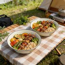 Enamel Preservation Bowls - Retro Floral Design Enamel Bowls, Mixing Bowls, Suitable For Fruits, Vegetables, Salads And Dry Food - Dishwasher Washable, Reusable Round Containers For School, Camping And Picnics, Suitable For Christmas, Halloween, Easter, And Thanksgiving - Multicolor - View 1
