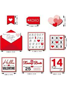 Valentine's Day Tray Decor Set, Heart Shaped Letter Wooden Signs, Farmhouse Style Tiered Tray Decoration, Home Gathering Table Decor, Holiday Table Centerpiece, Perfect Valentine's Day Gift Choice(Tray Not Included) - Multicolor - View 10