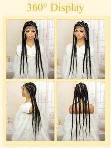 【手工全蕾丝编织假发】1顶男女通用成人手工全蕾丝编织假发 - 180%密度，6股高温丝，透气舒适，长款