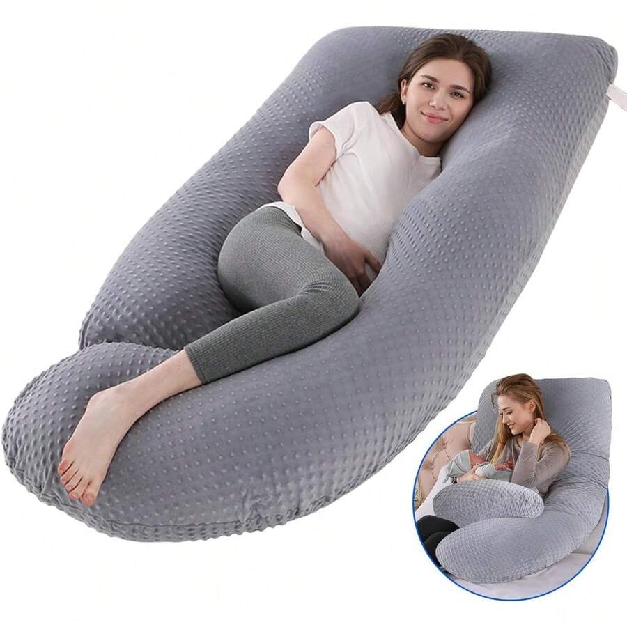 mhjEMAGIE Almohada Embarazo - Almohada para Embarazada Cómodos y Transpirables Almohada de Embarazo con Forro de Felpa de Bolitas Almohada Corporal para Embarazadas Regalo para Maternidad Mujeressleeping Bags - 219321031 - Ver 1