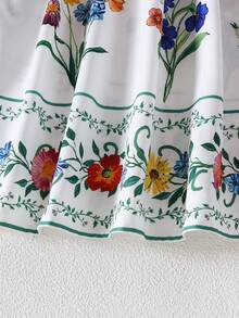 适合少女的夏季碎花无袖连衣裙，时尚优雅 - 白色 - 查看 9