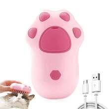 三合一猫咪蒸汽梳，猫咪喷雾按摩梳，猫咪梳毛梳，去除毛结和脱落毛发，防掉毛，可充电硅胶蒸汽宠物梳（粉色）