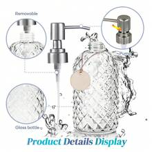 13Oz Glass Soap Dispenser With Rust Proof Pump, Refillable Kitchen Soap Dispenser For Dish Soap, Bathroom Soap Dispenser For Dispense Hand Soap, Lotion - Transparent - View 3