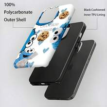 Estuche para teléfono con patrón divertido de Cookie Monster Compatible con estuches para teléfonos   17  16 Pro Max  15 Pro Max  13 y  12 Duradero a prueba de golpes y divertido Una gran opción para familiares, amigos, seres queridos, novios/novias y regalos de Navidad y Año Nuevo - Blanco - Ver 7