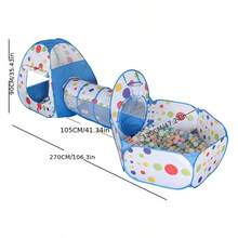 Spacious 3-In-1 Foldable Playhouse Tent - Portable, Easy To Assemble - Perfect Gift For Kids.Ocean Ball Pool Fence (Without Ball) Suitable For Both Indoor And Outdoor Use - Blue - View 4