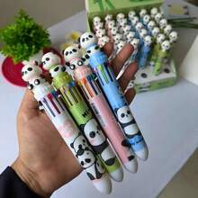 Kawaii Multicolor Ballpoint Pen, 10 Colors, Cute Panda Bear Sitting Design - 綠色 - 查看 3