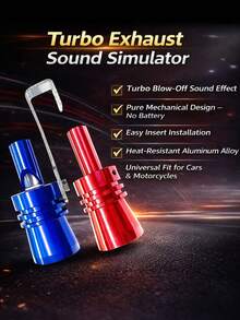 Turbo Blow Off Valve Simulator, Universal Aluminum Exhaust Pipe Simulator For Cars And Motorcycles, Metal Turbo Blow Off Valve Sound Effect, Easy-To-Install Mechanical Exhaust Pipe Whistle Plug-In, Upgrade Car Enthusiasts'' Performance And Appearance - A - View 2