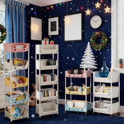 Multifunctional Storage Organizer, Space-Saving Floor-Standing Shelf Suitable For Kitchens, Entryways, And Homes - Holds Books, Shoes, Tableware, Cookware, Open Shelving, Sturdy Structure, Multi-Tiered Unit Design, Durable Construction, Shoe Rack, Under-Bed Storage.