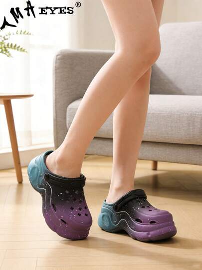 1 Pair Women's Fashion Ombre Plus Size EVA Breathable Sandals, Comfortable Non-Slip Indoor Outdoor Casual Clogs Suitable For Summer, Beach, Couples