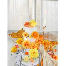 [Free Shipping]Artificial Flowers For Home Decorations: Yellow Silk Fake Flowers Bulk Boxed Set, Peony Roses Bouquets With Stems For Table Centerpiece, DIY Wedding, Bridal Shower, Graduation Cap & Tea Party - 黃色 - 查看 10