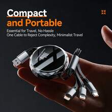 快速充电三合一可伸缩充电线，1条可折叠支架，支持数据传输，兼容 17 Pro Max/17 Pro/17/Air/16/15/14/13/12/11/XS/XR/8/7/6 S25/S24/S23/S22/S21/S20 Ultra Plus，礼品庆祝 - 彩色 - 查看 4