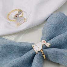 6pcs/12pcs Elegant Rabbit Napkin Rings, Easter Hotel Tabletop Decor, Party Dining Table Atmosphere Decoration - Multicolor - View 3
