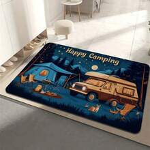 1pc 2D Flat A Camping-Themed Doormat Made From Soft Flannel Material, Perfect For Use In Kitchens, Bedrooms, Living Rooms, And Bathrooms.It Also Serves As A Decorative Item For Campers, Caravans, And Motorhomes, Making It A Great Gift For Christmas Or New Year - Multicolor - View 1